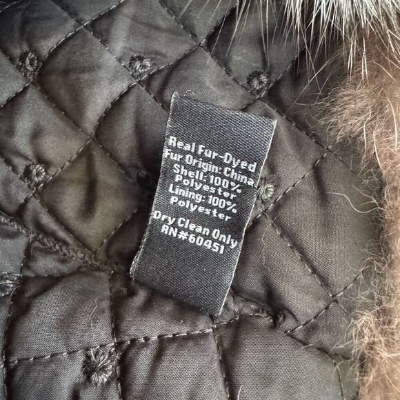 Surell Genuine Blue Fox Fur Trim Quilted Trapper Hat Black with fur Pom Poms - Picture 7 of 7